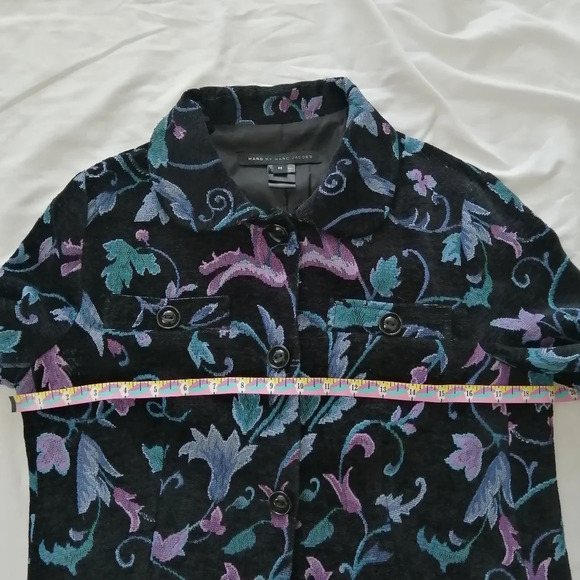 Marc by Marc Jacobs Corduroy Tapestry Crop Blazer Jacket Floral Jacquard Medium - Picture 14 of 16